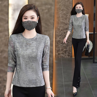 灰色长袖t恤女2026新款春款