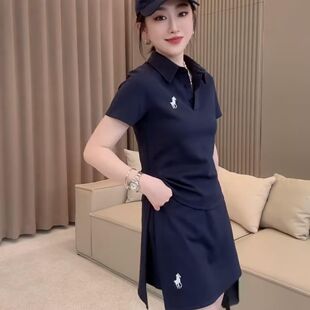 2025新款运动两件套夏季时尚休闲套装罗马刺绣Polo领短袖+短裤裙