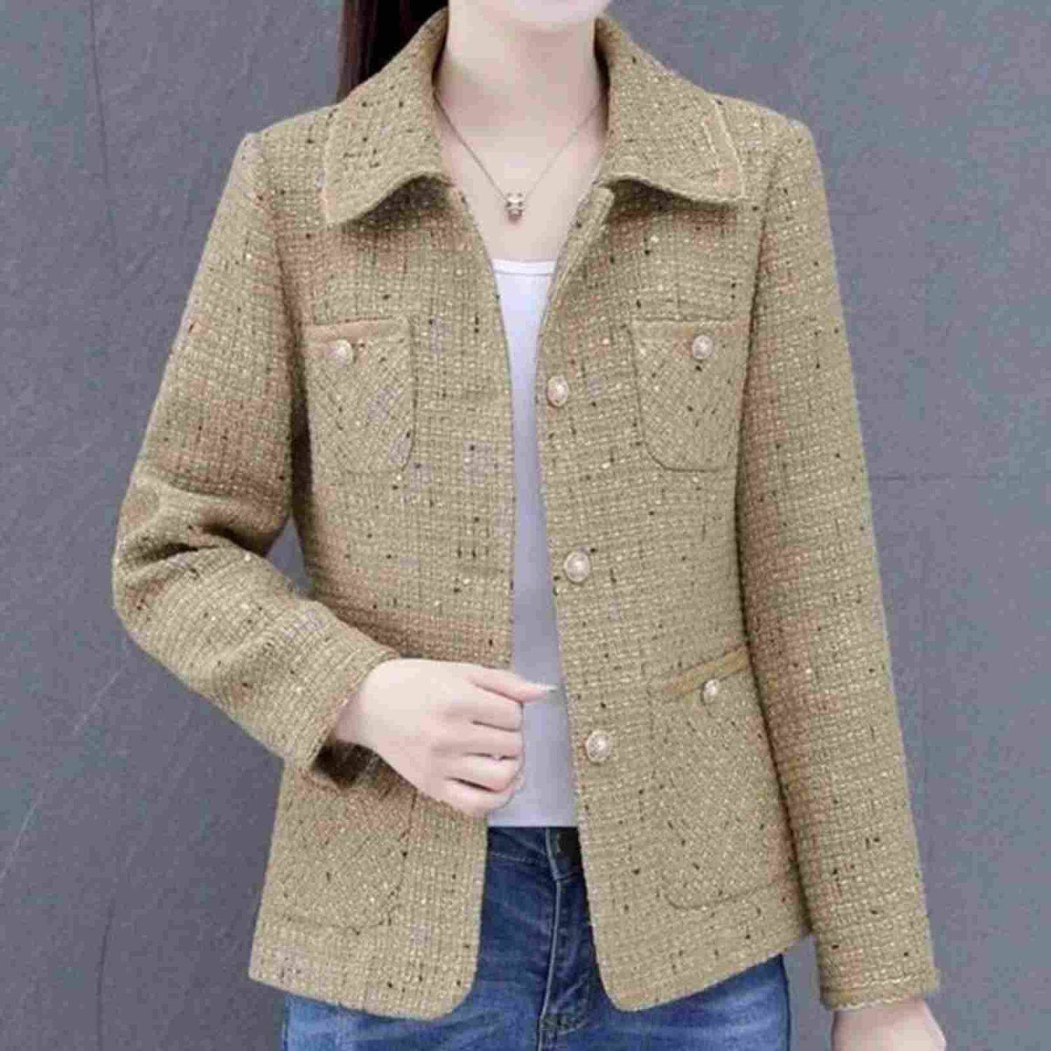 妈妈洋气小香风外套女中年女装春秋装高贵上衣服薄款小西装外套