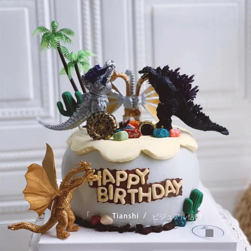 Q版哥斯拉怪兽儿童玩具玩偶摆件手办模型造型蛋糕烘培装饰男礼物