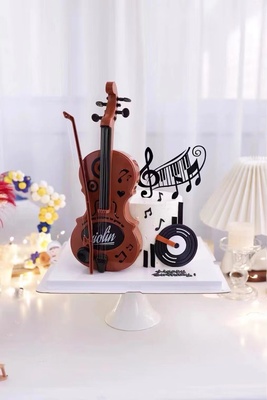 吉他音符蛋糕装饰插牌小提琴