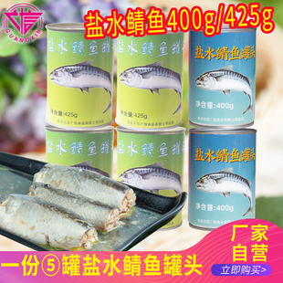 5罐出口 盐水鲭鱼罐头下饭即食青鱼鲭鱼罐头海鲜400g425g 5罐