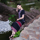 哈尼族侗族佤族服饰少数民族女云南贵州旅拍摄影套装 新款 傣族服装