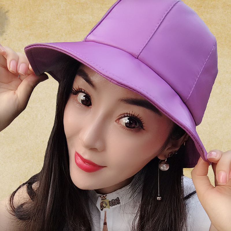 休闲风真皮中青年街头太阳帽