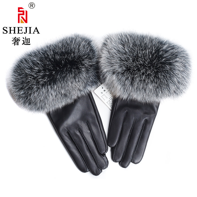 真皮手套女狐狸毛 蓬松毛口冬天加绒保暖羊皮全指触屏冬季皮手套,服饰配件/皮带/帽子/围巾,手套,淘宝优惠券,粉丝福利购,淘宝优惠卷