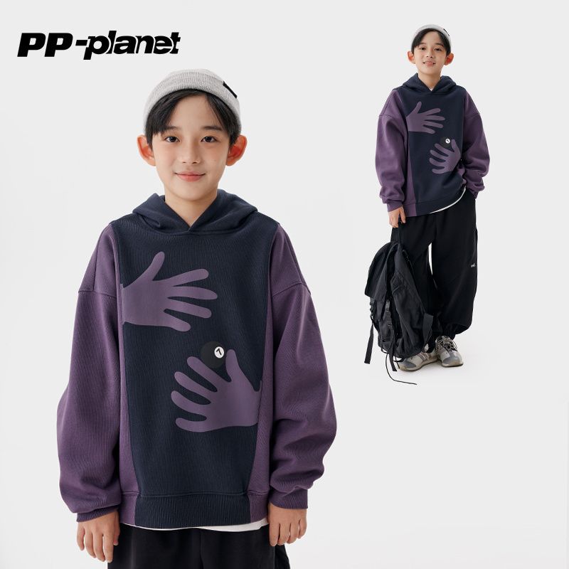 连帽加绒卫衣PP星球休闲男童冬