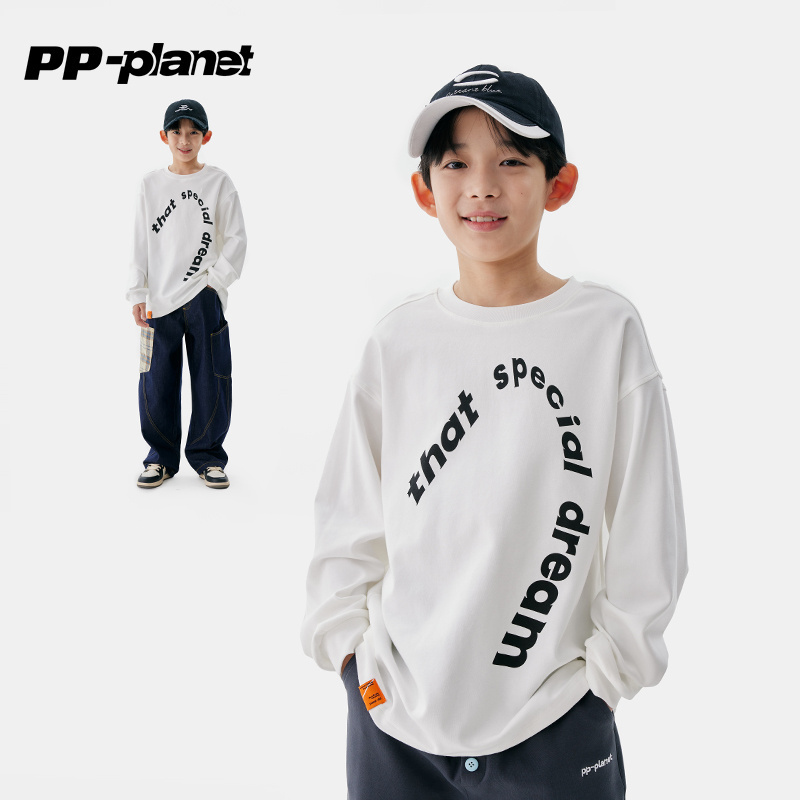 PP星球男童春秋百搭字母卫衣T恤