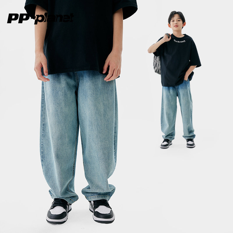 PP星球男童百搭休闲宽松牛仔裤春秋装新款中大童长裤儿童裤子