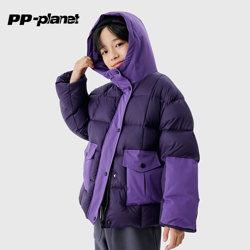 PP星球儿童90白鸭绒连帽羽绒服