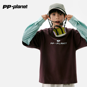 PP星球原创儿童春秋新款 T恤男童上衣中大童休闲t 假两件拼色长袖