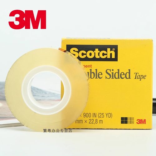 3M胶带 透明双面胶带Scotch思高665 12.7mm*22.8m透明双面胶 思高正品文具137无痕高粘隐形美国双面胶带