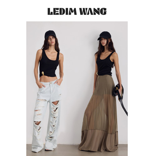 LEDIMWANG不对称金扣背心吊带