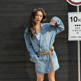 LEDIM 凉感亲肤蓝色牛仔短裙 WANG垂感天丝连衣裙女2026春夏新款