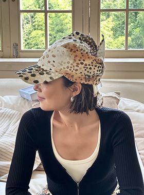 LEDIM WANG白标/豹纹三角巾绑带帽子女立体遮阳帽新款25秋度假风