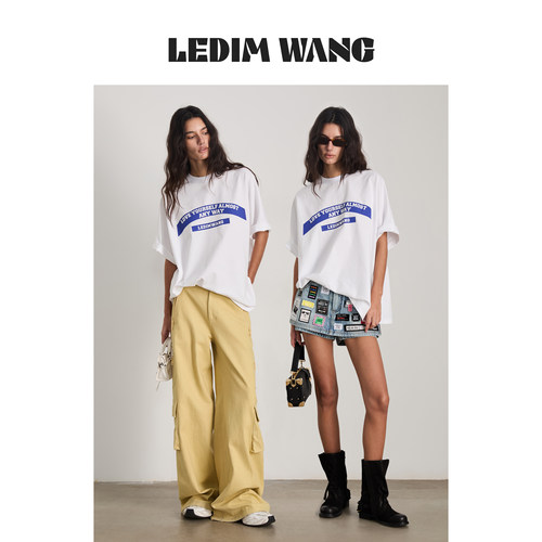 LEDIMWANG美式印花宽松短袖T恤