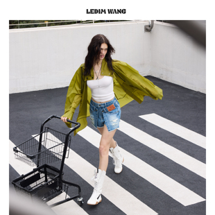 26早春新款 防晒衣廓形冲锋衣外套女款 绿色休闲上衣 WANG时尚 LEDIM