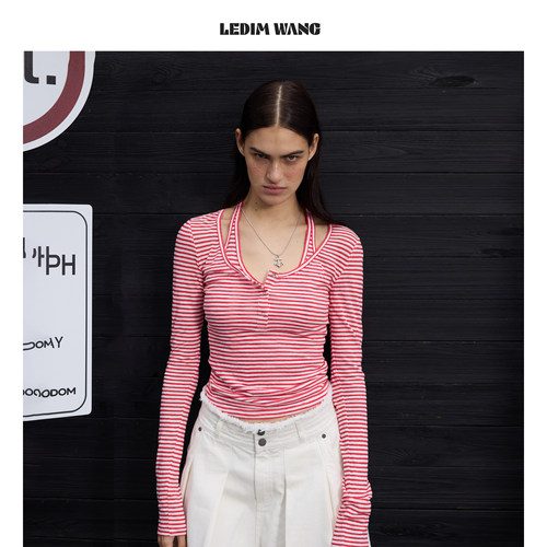 LEDIMWANG假两件挂脖T恤