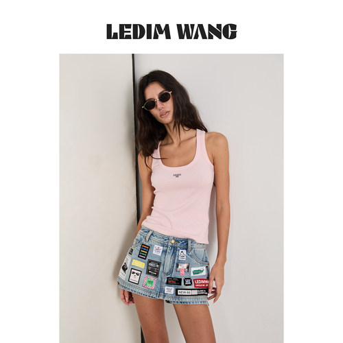 LEDIMWANG字母印花修身针织背心