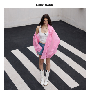 LEDIM 防晒衣廓形冲锋衣女款 26早春新款 外套粉色休闲上衣 WANG时尚