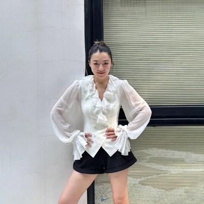 LEDIMWANG流转荷叶边衬衫女