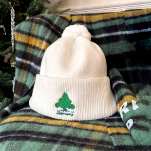 冬日初雪圣诞针织帽女白色圣诞树绣花25秋冬新款 LEDIM WANG红标