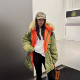 LEDIM 棉服外套女军绿色可拆领25秋冬新款 WANG白标 街头涂鸦长款