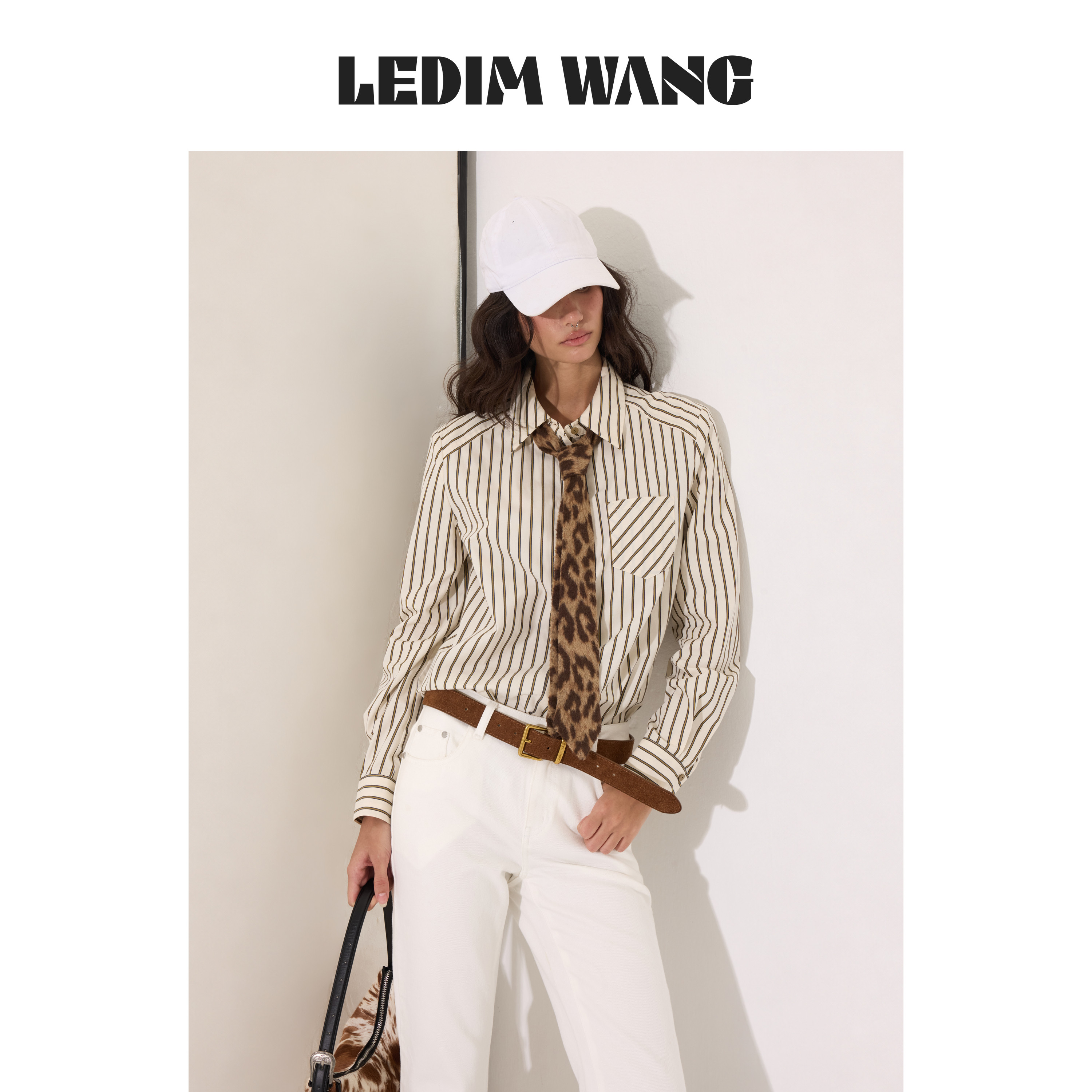 LEDIMWANG美式复古条纹领带衬衫图片