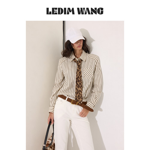 LEDIMWANG美式复古条纹领带衬衫