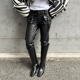 皮裤 机能工装 六分裤 女黑色紧身中裤 LEDIM 25秋冬新款 WANG白标