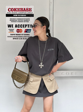 LEDIM WANG【白标系列】视觉戏法T短裙女夏灰色直筒休闲恤连衣裙