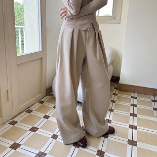 WANG黑标 高级感直筒长裤 解构廓形休闲卡其西裤 秋季 女新款 LEDIM