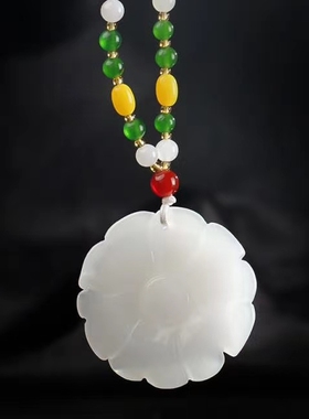 天然金丝玉男女款花开富贵毛衣链