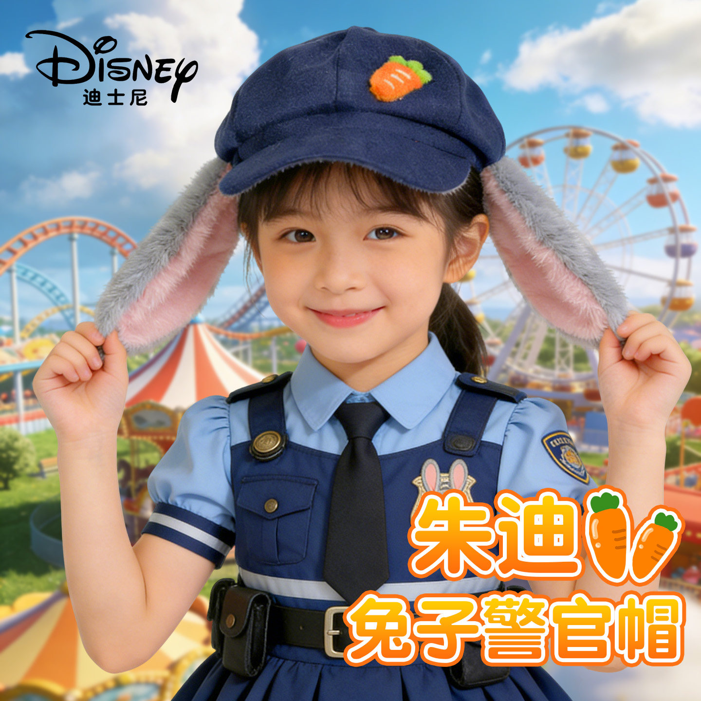 朱迪兔cosplay垂耳兔八角帽子