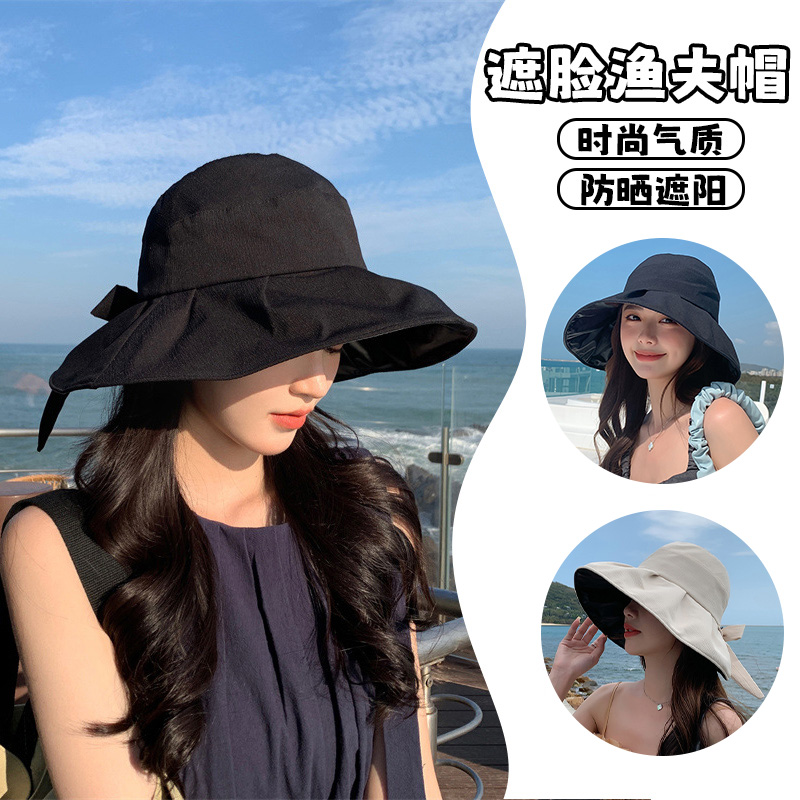 新款渔夫帽女夏季遮阳帽大檐帽子