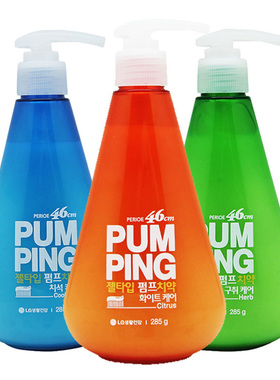 LG韩国进口倍瑞傲派缤牙膏液体按压式亮白牙结石清香口臭285g护齿