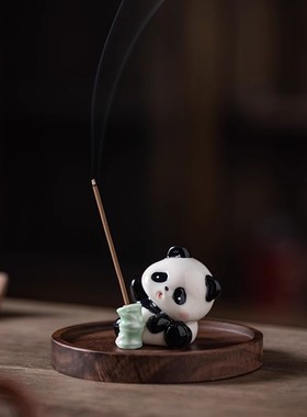 治愈系可爱熊猫线香炉摆件香薰炉