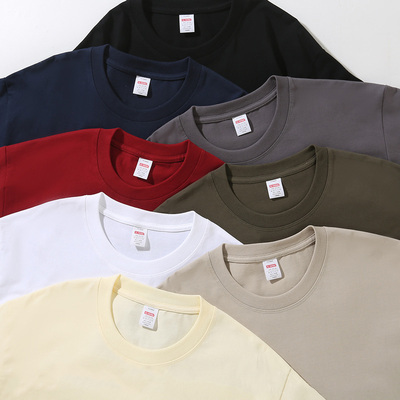 白色重磅230g落肩纯棉短袖t恤女