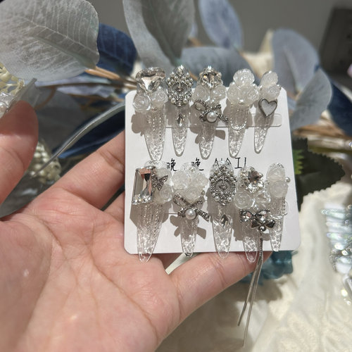 白色碎冰冰 玫瑰温变花穿戴式手工制作贴片美甲穿戴甲新年款2026