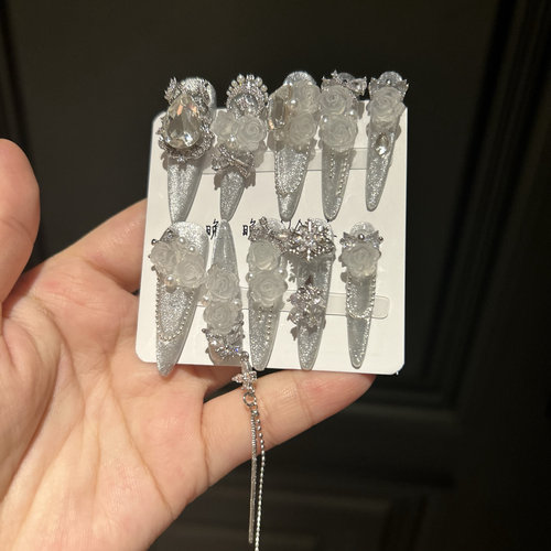 东洲钻全锆饰品温变花纯手工穿戴甲高级款式美甲贴片