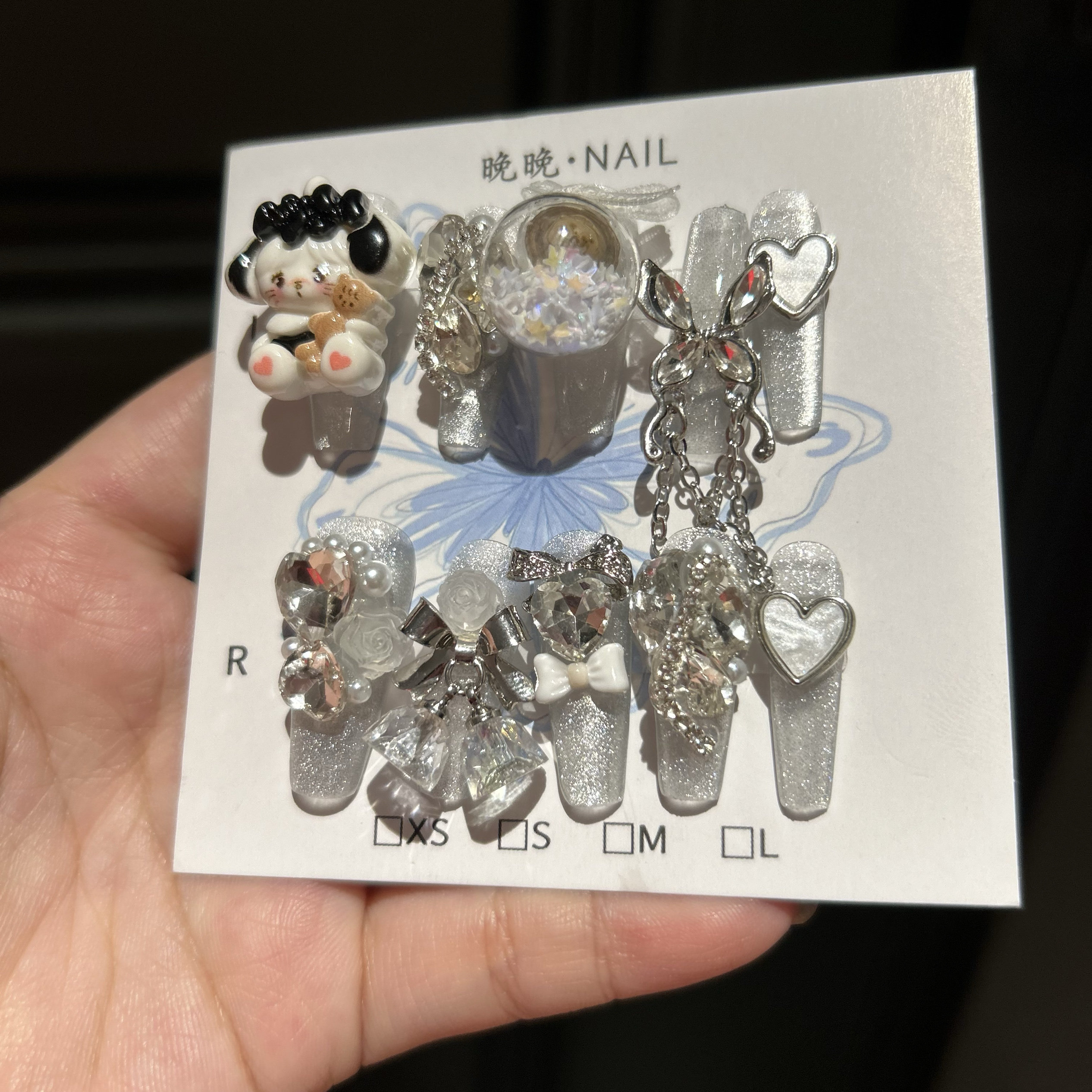 晚安NAIL卡通甜酷辣妹风小众设计手工穿戴甲成品假指甲贴片可拆卸