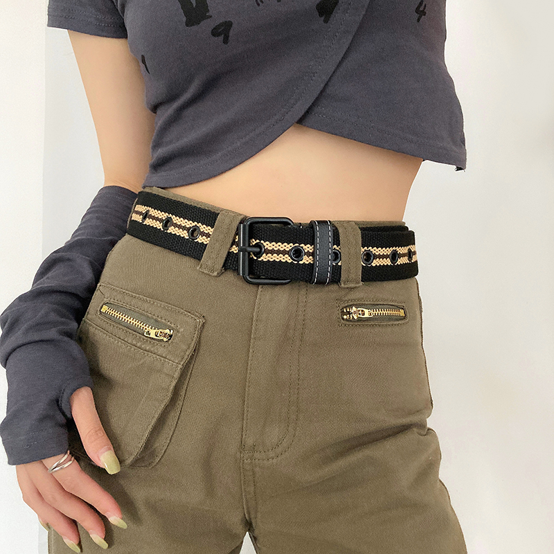 百搭工装帆布复古腰带女