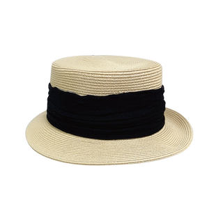 草帽 草编帽平顶法式小清新新款时尚复古海边户外沙滩遮阳防晒帽