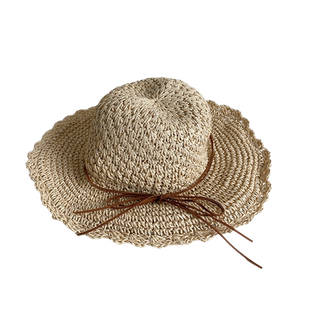草帽女夏海边沙滩度假遮阳防晒拉菲草大头围2025新款法式平顶帽子