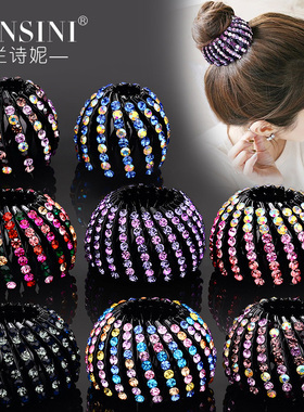 发夹头饰懒人盘发神器丸子头抓夹韩国女扎马尾扣鸟巢发圈水钻发卡