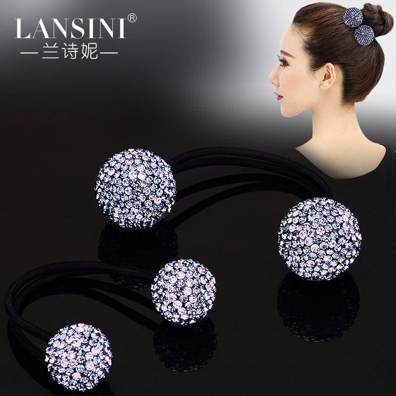 头绳女森系网红ins风韩式水钻球球发圈高弹力发绳扎马尾双球皮筋