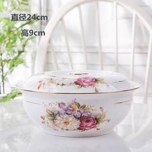 日式有盖陶瓷碗带盖的景德镇大碗圆形大号汤古家用带盖子骨瓷汤盆