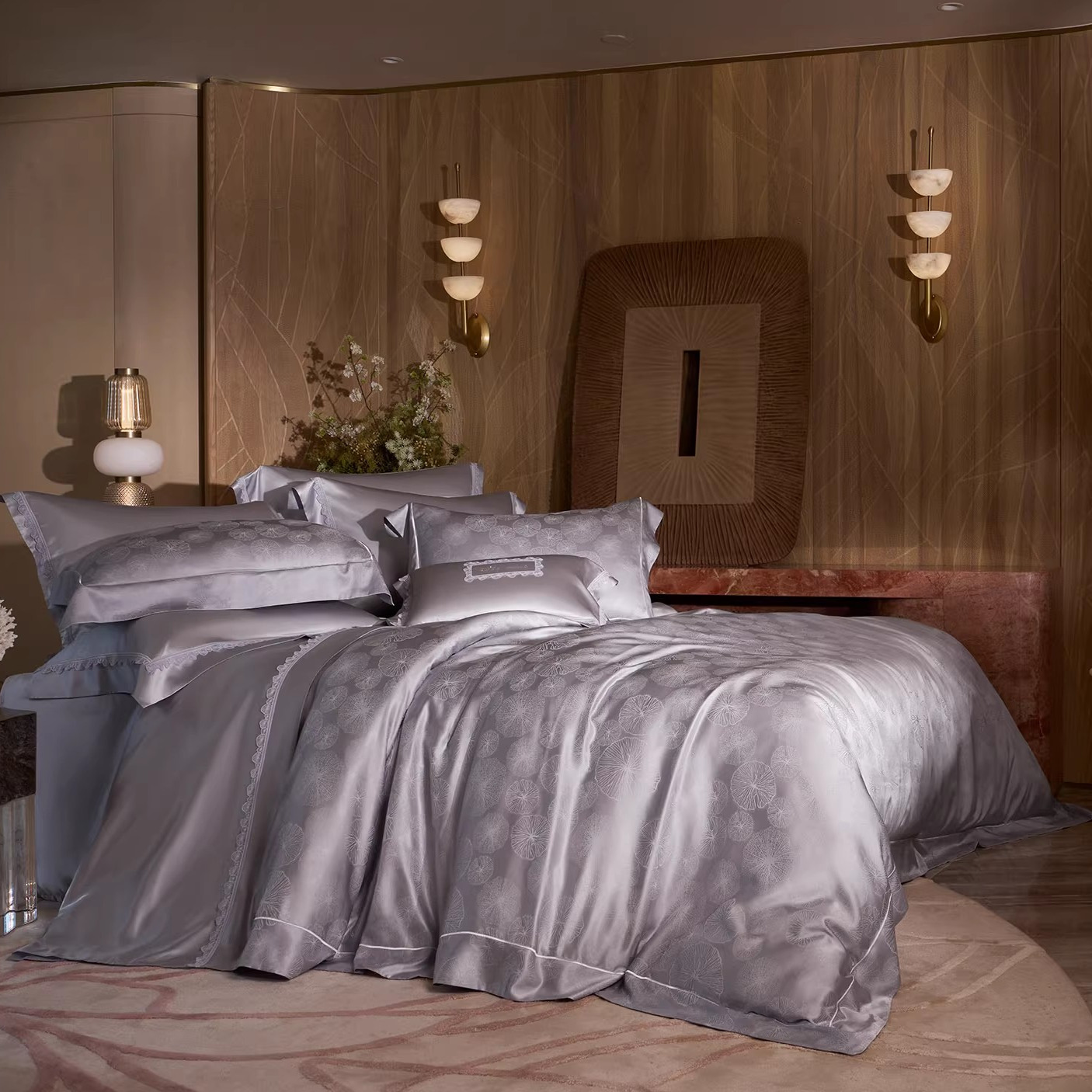 寐MINE2025新款海之恋丝棉提花四件套高级感被套床单轻奢床上用品