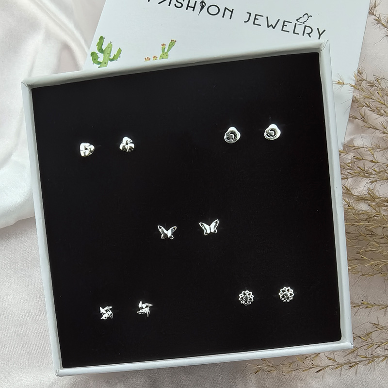 华轩银匠足银森系女养耳洞耳钉