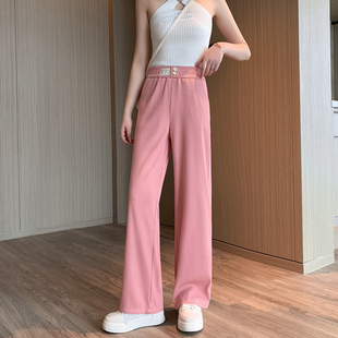pants leg silk design women summer Ice thin 2024 wide for