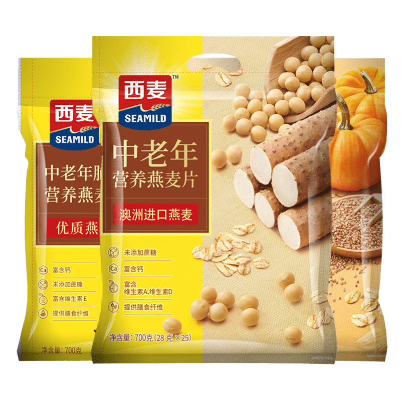 西麦中老年营养脑维血维燕麦片700g即食冲饮早餐代餐老年人燕麦片